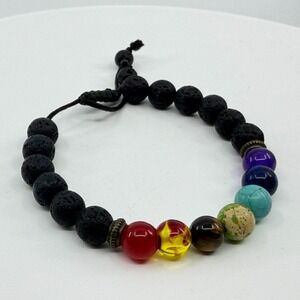 Chakra Lava Rock Beaded Bracelet Bohemian Festival Layering Gift Idea Fashion